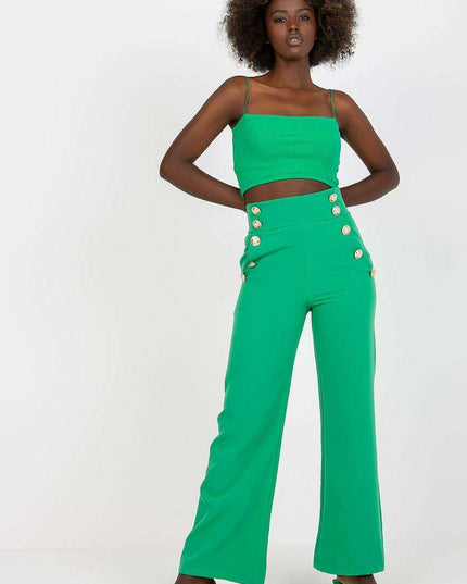 Elegant High Waisted Women's Trousers Decorative Buttons