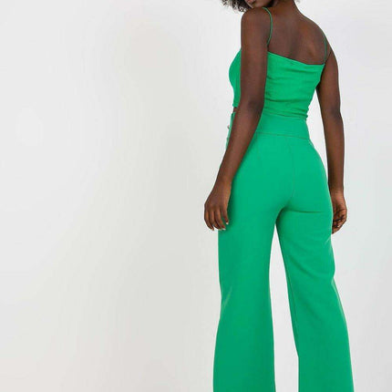 Elegant High Waisted Women's Trousers Decorative Buttons