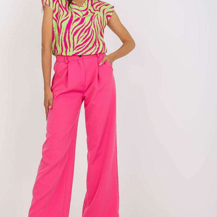 Elegant High Waisted Pleated Trousers By Italian Moda