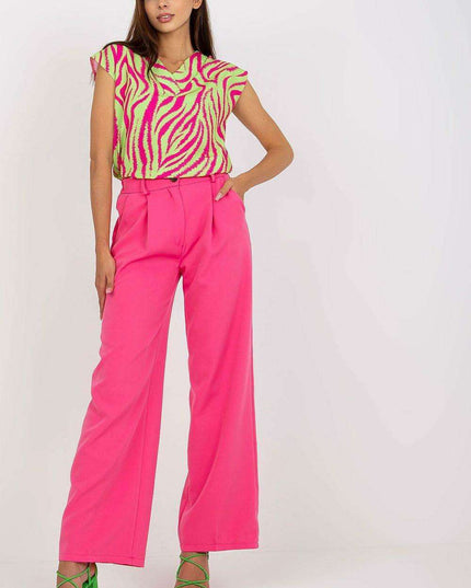 Elegant High Waisted Pleated Trousers By Italian Moda