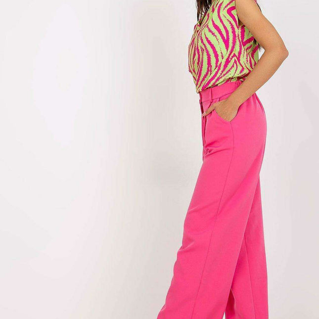 Elegant High Waisted Pleated Trousers By Italian Moda