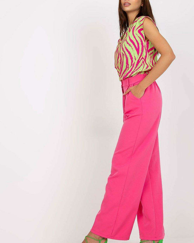 Elegant High Waisted Pleated Trousers By Italian Moda