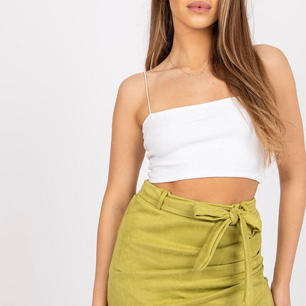 Asymmetrical Tie Belt Mini Skirt by Italy Moda Collection - Très Elite