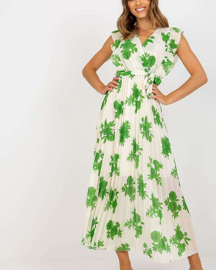 Frilled Sleeve Maxi Dress With Tie Waist For Summer
