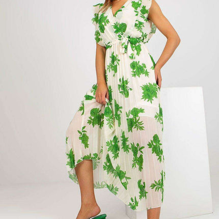 Frilled Sleeve Maxi Dress With Tie Waist For Summer