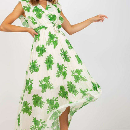 Frilled Sleeve Maxi Dress With Tie Waist For Summer