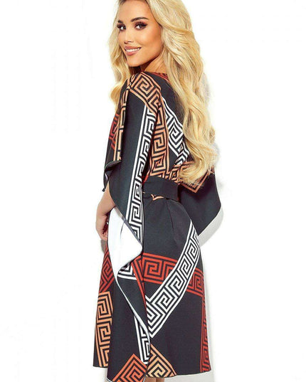 Olive Green Butterfly Dress with Belt by Numoco