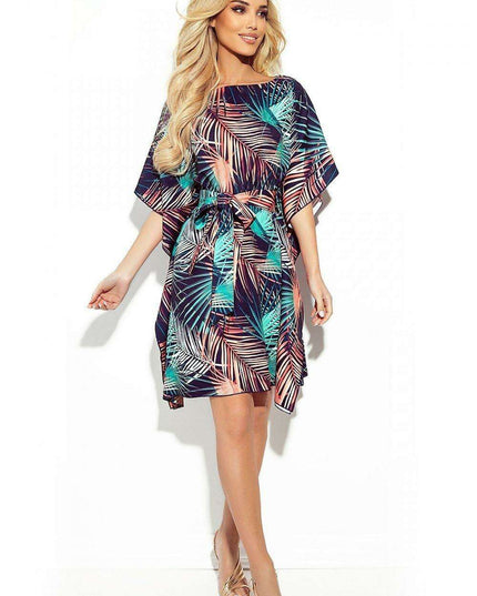 Olive Green Butterfly Dress with Belt by Numoco