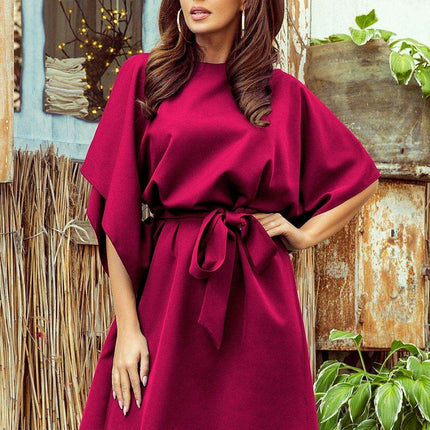 Olive Green Butterfly Dress with Belt by Numoco