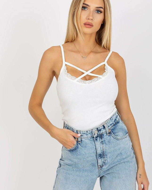 Chic Lace-Accented Ribbed Top