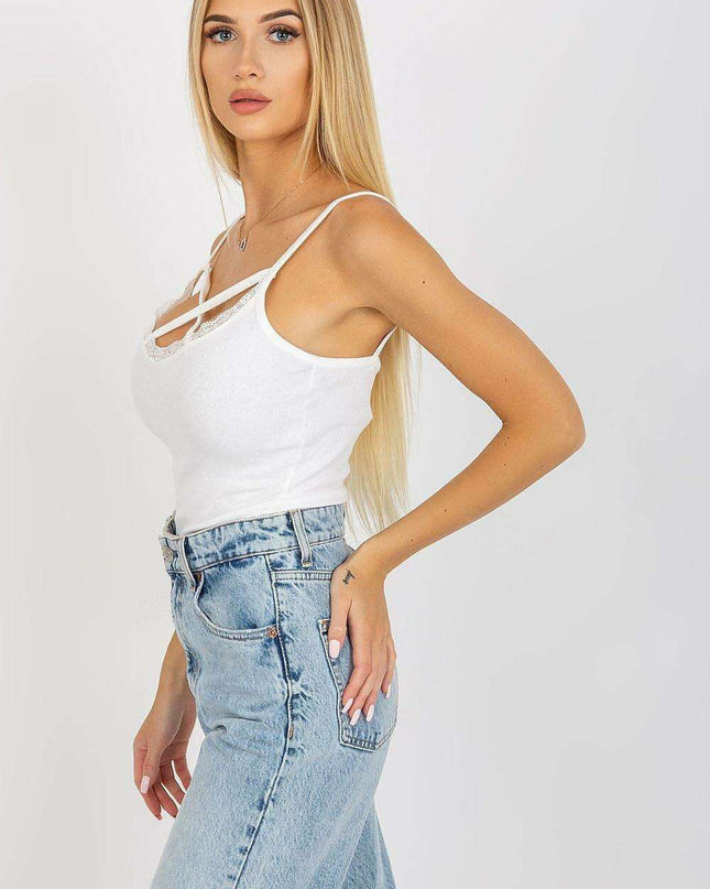 Chic Lace-Accented Ribbed Top