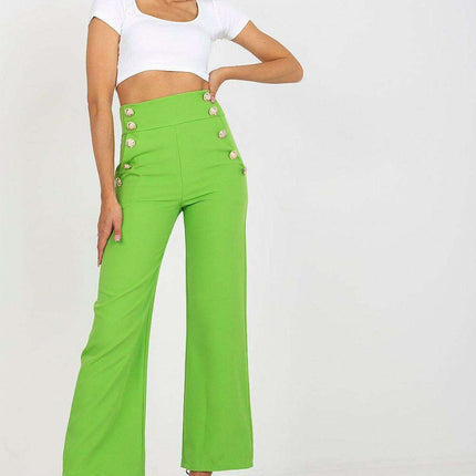 Elegant High Waisted Women's Trousers Decorative Buttons