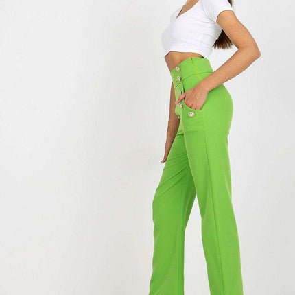 Elegant High Waisted Women's Trousers Decorative Buttons