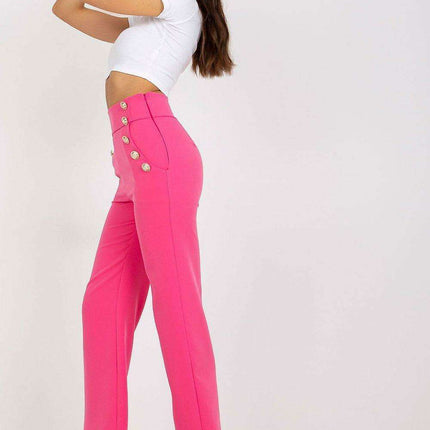Elegant High Waisted Women's Trousers Decorative Buttons