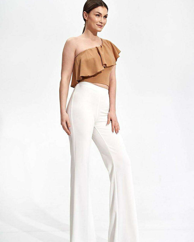 Elegant Asymmetric Ruffle Crop Top for a Fashion-Forward Look