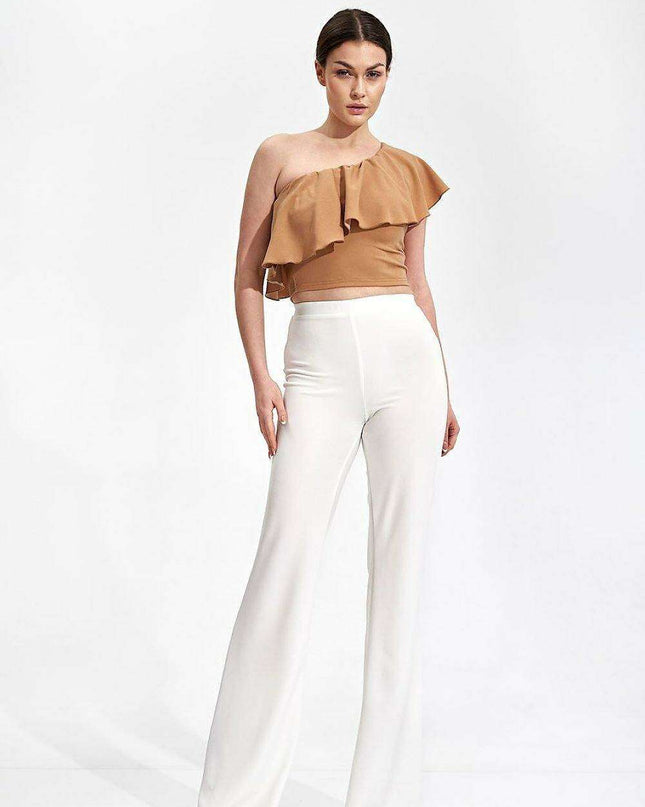 Elegant Asymmetric Ruffle Crop Top for a Fashion-Forward Look