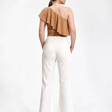 Elegant Asymmetric Ruffle Crop Top for a Fashion-Forward Look