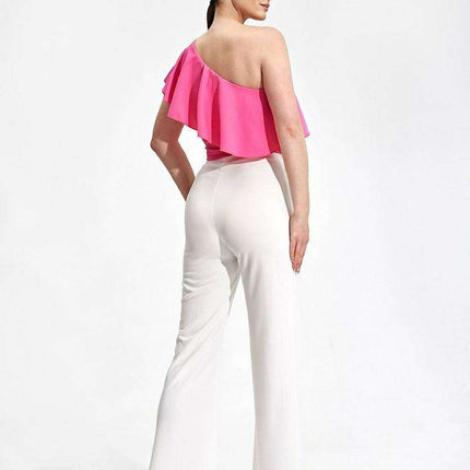 Elegant Asymmetric Ruffle Crop Top for a Fashion-Forward Look