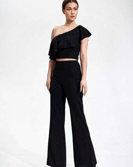 Elegant Asymmetric Ruffle Crop Top for a Fashion-Forward Look