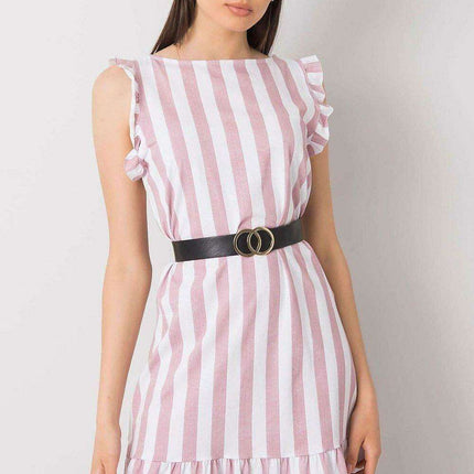 Elegant Striped Sleeveless Summer Belt Dress Daydress Italy