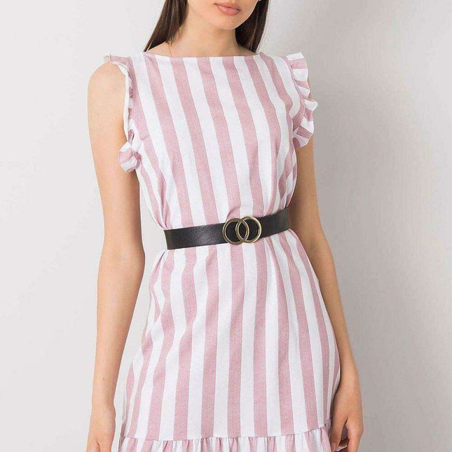 Elegant Striped Sleeveless Summer Belt Dress Daydress Italy