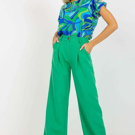 Elegant High Waisted Pleated Trousers By Italian Moda