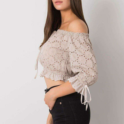 Charming Tie-Front Openwork Blouse