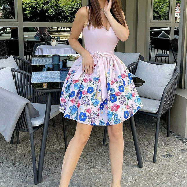 Pastel Bloom Layered Bicotone Cocktail Dress