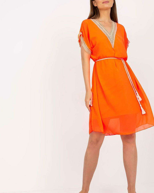 Chic Heart Neckline Daydress Openwork Details Italy Moda