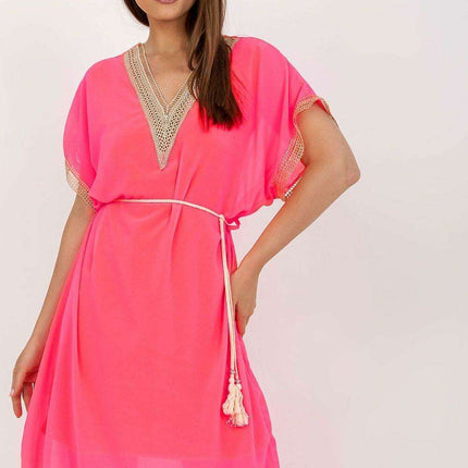 Chic Heart Neckline Daydress Openwork Details Italy Moda