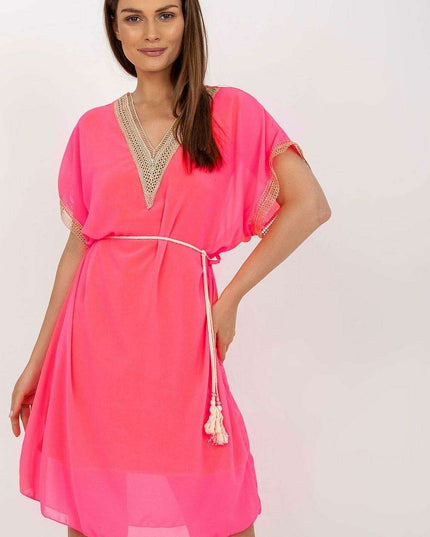 Chic Heart Neckline Daydress Openwork Details Italy Moda