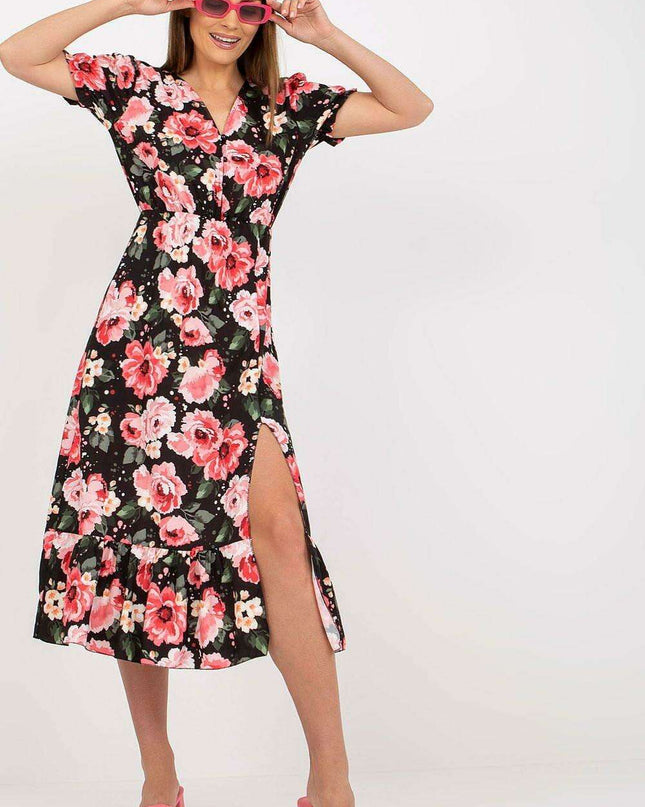 Daydream Floral Summer Dress with Front Buttons and Frill