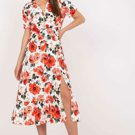 Daydream Floral Summer Dress with Front Buttons and Frill