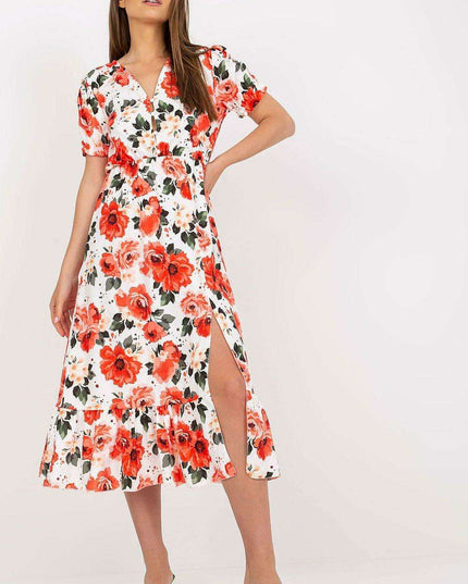 Daydream Floral Summer Dress with Front Buttons and Frill
