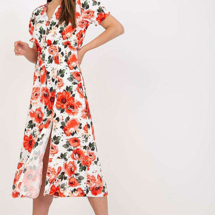 Daydream Floral Summer Dress with Front Buttons and Frill