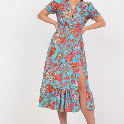 Daydream Floral Summer Dress with Front Buttons and Frill - Très Elite