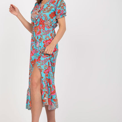 Daydream Floral Summer Dress with Front Buttons and Frill - Très Elite