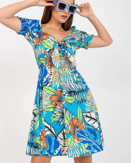 Mediterranean Chic Summer Dress with Spanish Flair Tie