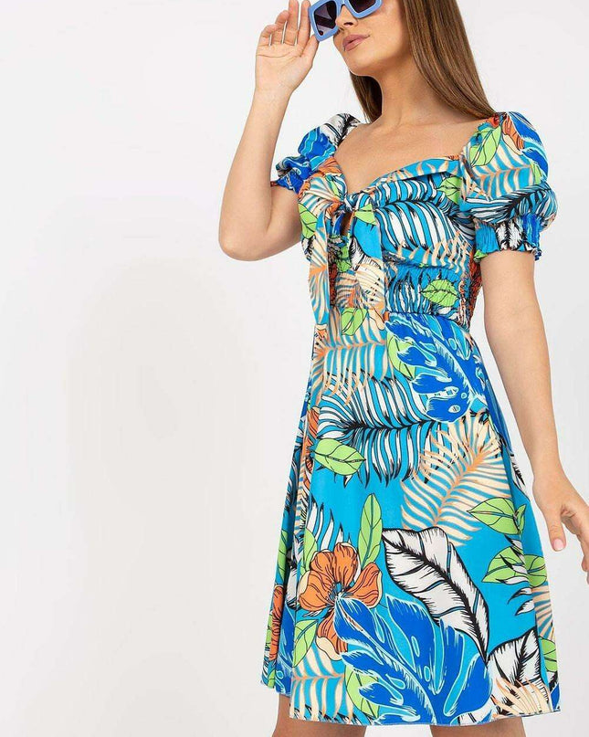 Mediterranean Chic Summer Dress with Spanish Flair Tie