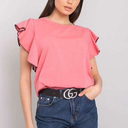 Elegant Frill Sleeve Blouse in Cotton