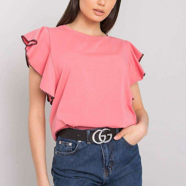 Elegant Frill Sleeve Blouse in Cotton