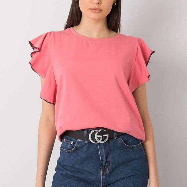 Elegant Frill Sleeve Blouse in Cotton
