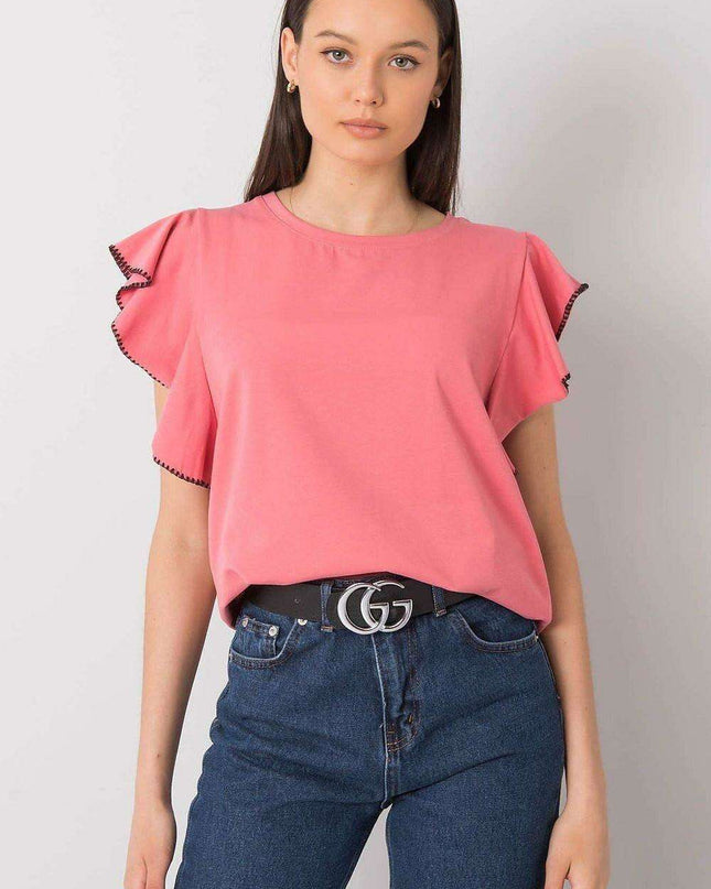 Elegant Frill Sleeve Blouse in Cotton