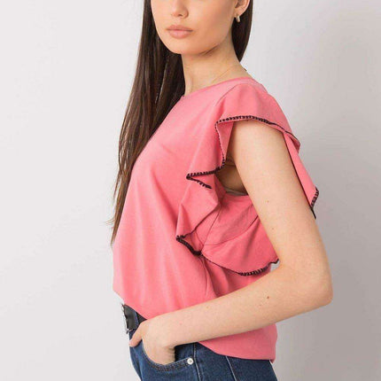 Elegant Frill Sleeve Blouse in Cotton