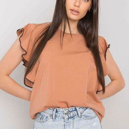 Elegant Frill Sleeve Blouse in Cotton