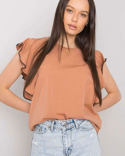 Elegant Frill Sleeve Blouse in Cotton