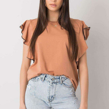 Elegant Frill Sleeve Blouse in Cotton