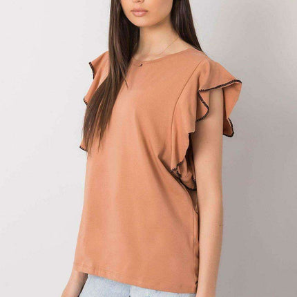 Elegant Frill Sleeve Blouse in Cotton