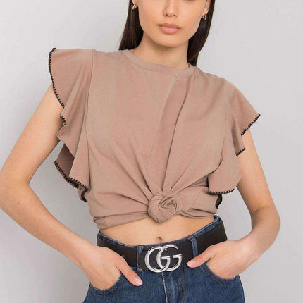 Elegant Frill Sleeve Blouse in Cotton