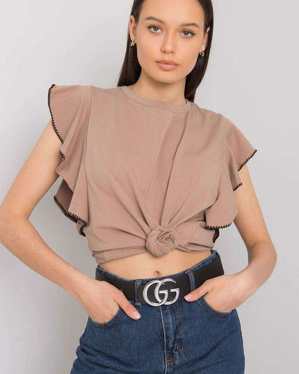 Elegant Frill Sleeve Blouse in Cotton